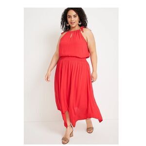 Maurices Red Halter Maxi Dress